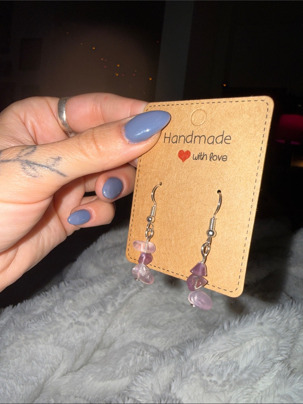 Handmade sterling silver amethyst Dangle Earrings